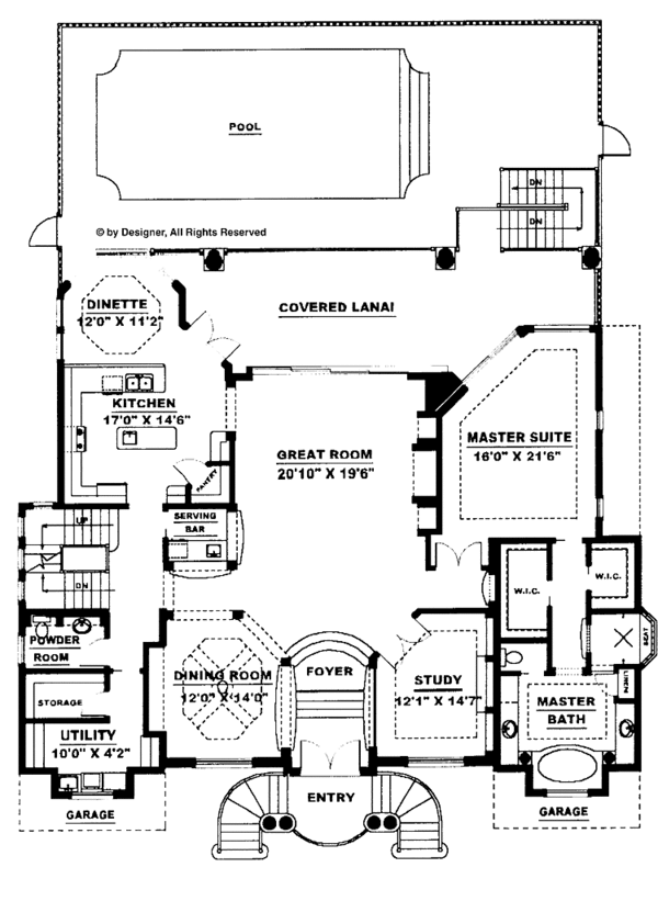 House Plan Design - Mediterranean Floor Plan - Main Floor Plan #1017-94