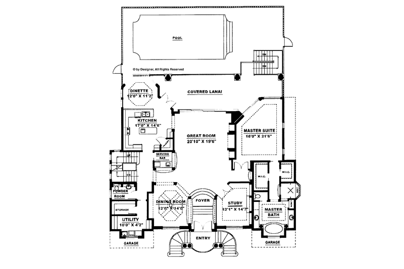 Dream House Plan - Floor Plan - Main Floor for Mediterranean House Plan #1017-94 - 3 bed, 2.5 bath