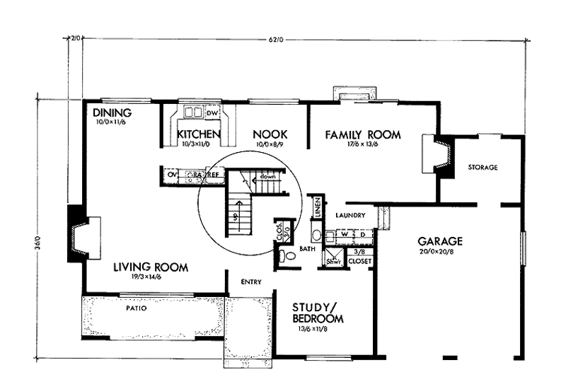 Home Plan - Floor Plan - Main Floor for Prairie House Plan #320-1401 - 3 bed, 3 bath