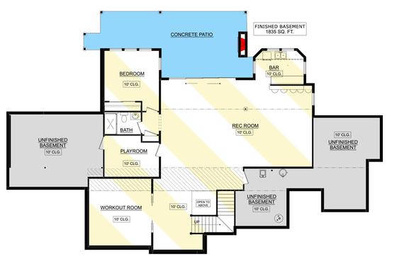 Floor Plan - Lower Floor for European House Plan #1089-11 - 4 bed, 3.5 bath