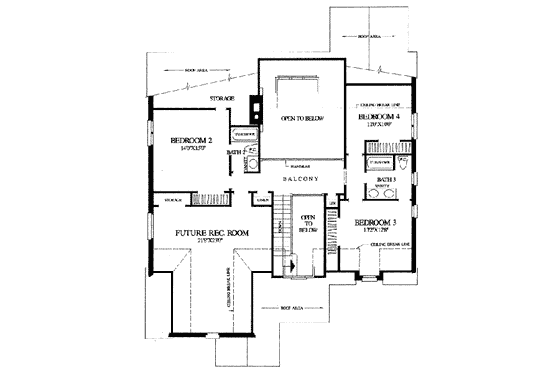 Floor Plan - Upper Floor for European House Plan #137-168 - 4 bed, 3.5 bath