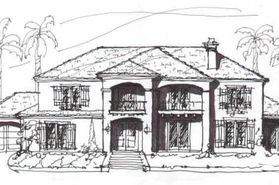 Exterior - Front Elevation for Mediterranean House Plan #141-245 - 5 bed, 4.5 bath
