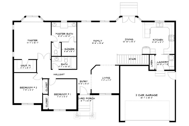 Home Plan - Floor Plan - Main Floor for Farmhouse House Plan #1060-218 - 3 bed, 2 bath
