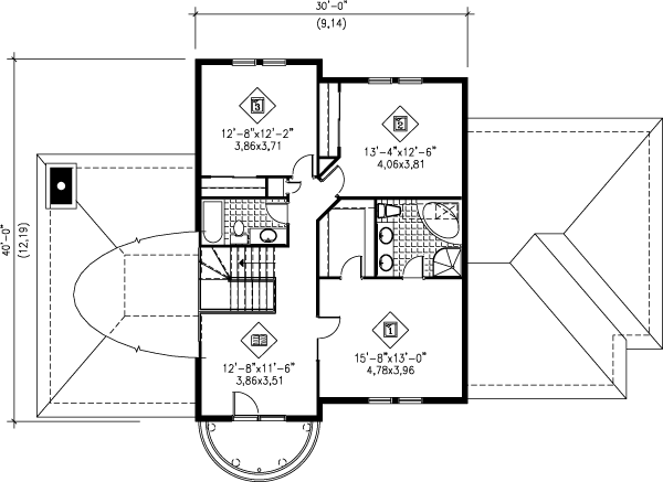 European Floor Plan - Upper Floor Plan #25-2141