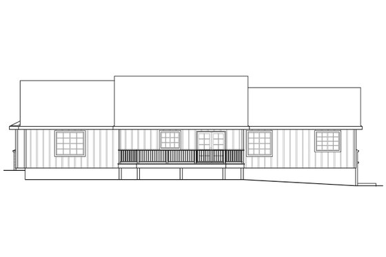 Exterior - Rear Elevation for Ranch House Plan #124-1232 - 3 bed, 2 bath