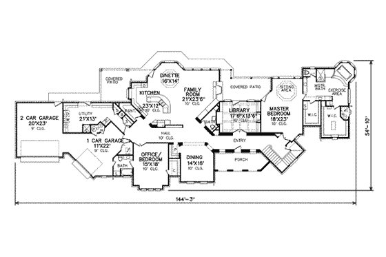 Floor Plan - Main Floor for Mediterranean House Plan #65-501 - 4 bed, 4.5 bath