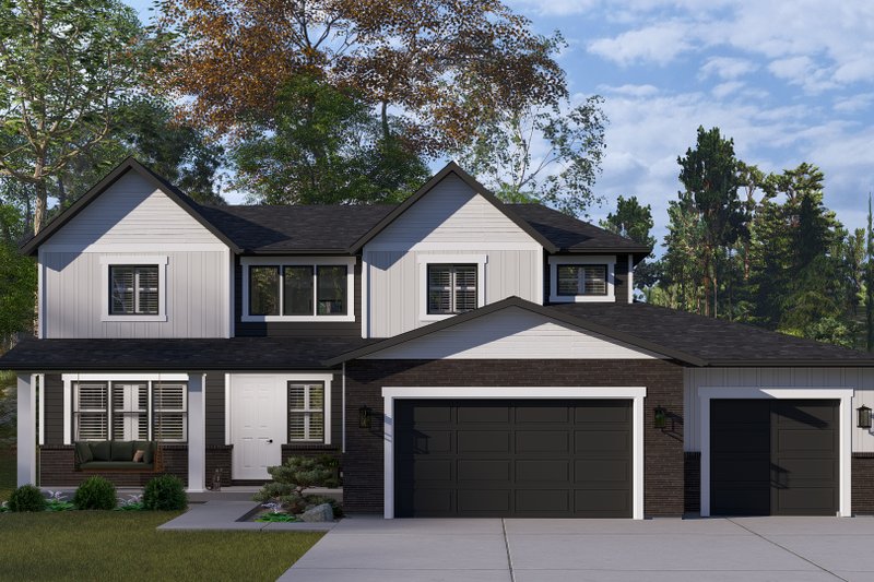 House Blueprint - Exterior - Front Elevation 3 for Farmhouse House Plan #1060-487 - 4 bed, 3.5 bath