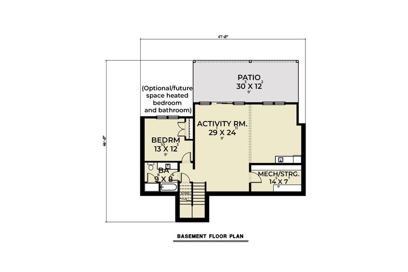 Dream House Plan - Floor Plan - Lower Floor for Farmhouse House Plan #1070-171 - 3 bed, 2.5 bath