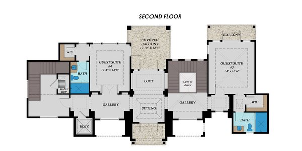 Beach Floor Plan - Upper Floor Plan #548-31