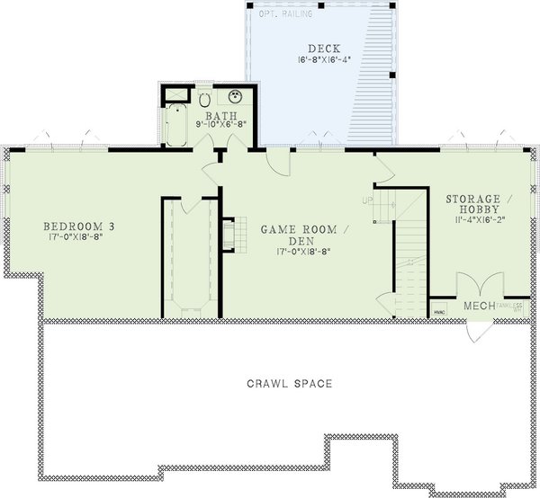 House Blueprint - Craftsman Floor Plan - Lower Floor Plan #923-342
