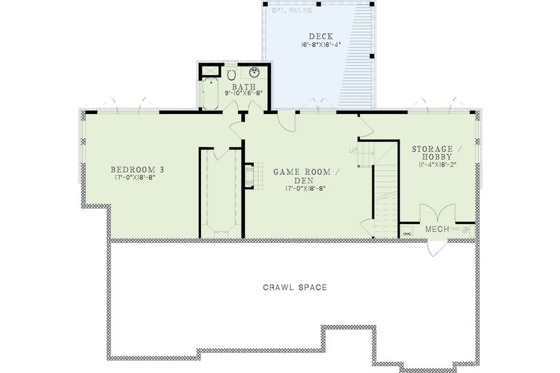 Architectural House Design - Floor Plan - Lower Floor for Craftsman House Plan #923-342 - 4 bed, 3.5 bath