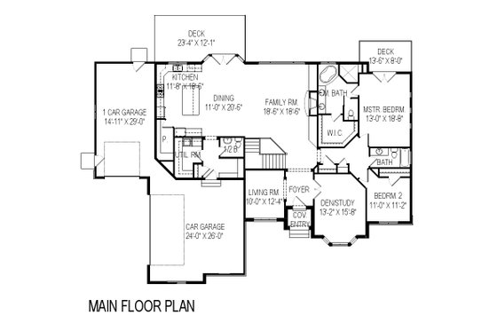 Floor Plan - Main Floor for Traditional House Plan #920-20 - 5 bed, 3.5 bath