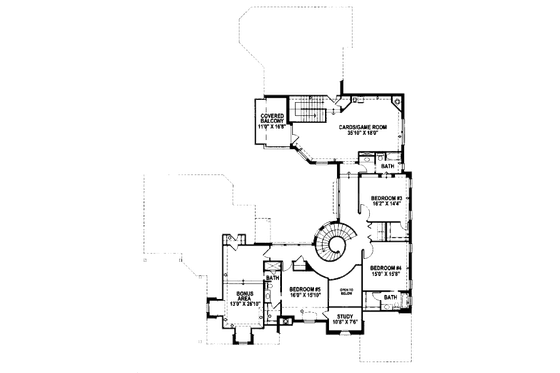 Floor Plan - Upper Floor for European House Plan #141-322 - 5 bed, 5.5 bath