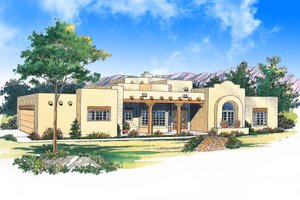 Adobe / Southwestern Exterior - Front Elevation Plan #72-959