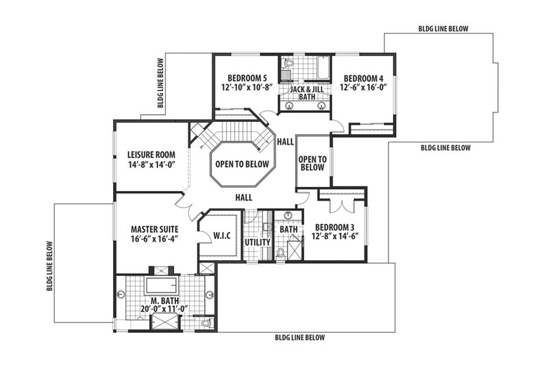 Architectural House Design - Floor Plan - Upper Floor for Craftsman House Plan #569-41 - 5 bed, 4 bath