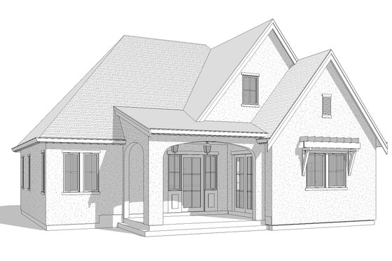 Exterior - Rear Elevation for European House Plan #1114-65 - 3 bed, 2.5 bath