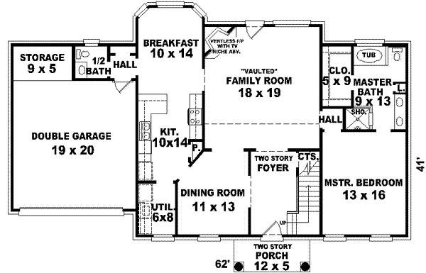 Colonial Floor Plan - Main Floor Plan #81-723