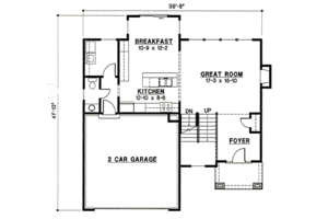 Floor Plan - Main Floor for European House Plan #67-854 - 3 bed, 2 bath