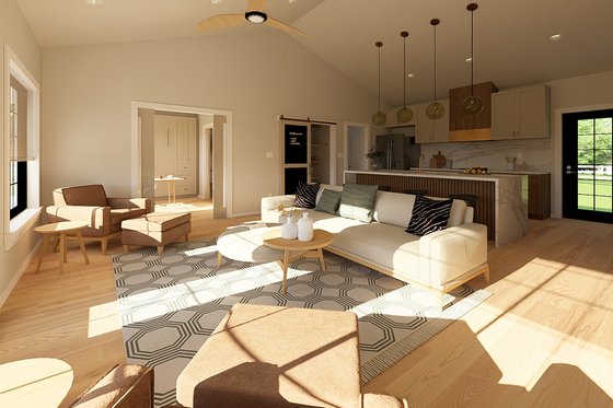 Interior - Family Room for Farmhouse House Plan #126-297 - 2 bed, 2 bath