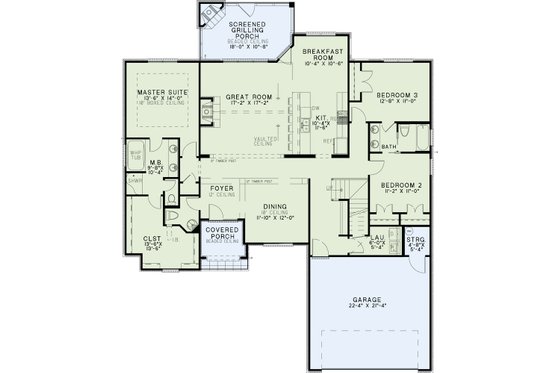 Floor Plan - Main Floor for European House Plan #17-2488 - 3 bed, 2.5 bath