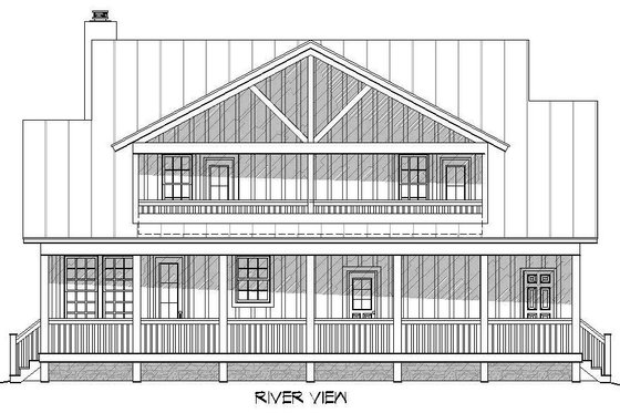 Exterior - Rear Elevation 3 for Country House Plan #932-3 - 3 bed, 3.5 bath