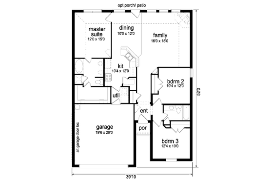 Floor Plan - Main Floor for Traditional House Plan #84-327 - 3 bed, 2 bath