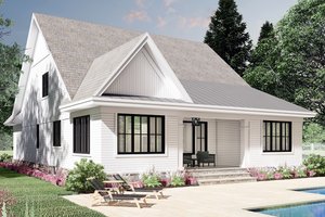 Exterior - Rear Elevation 1 for Farmhouse House Plan #51-1172 - 3 bed, 3 bath