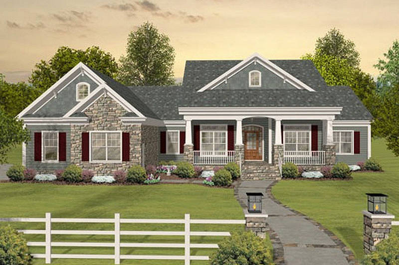 Home Plan - Southern style country designed home, front elevation
