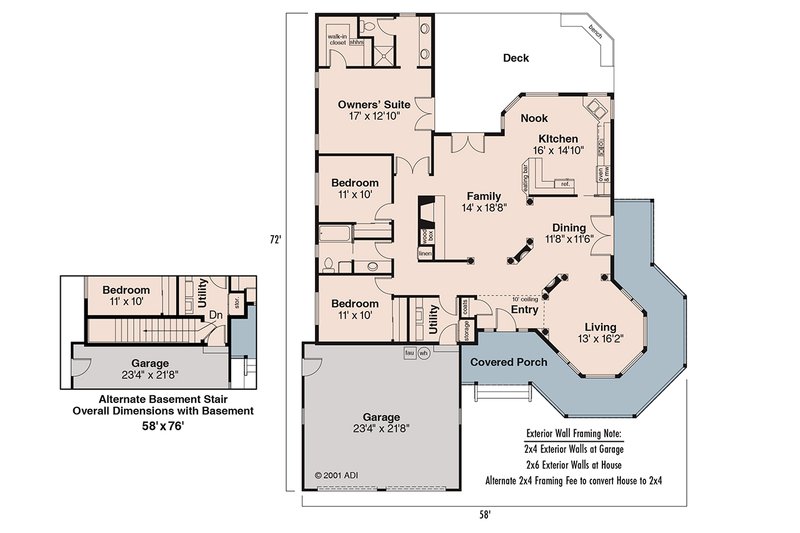 Home Plan - Floor Plan - Main Floor for Traditional House Plan #124-154 - 3 bed, 2 bath
