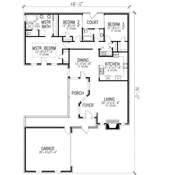European Style House Plan - 3 Beds 2 Baths 1774 Sq/Ft Plan #410-320 ...