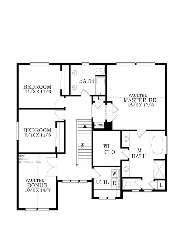 Craftsman Floor Plan - Upper Floor Plan #53-471