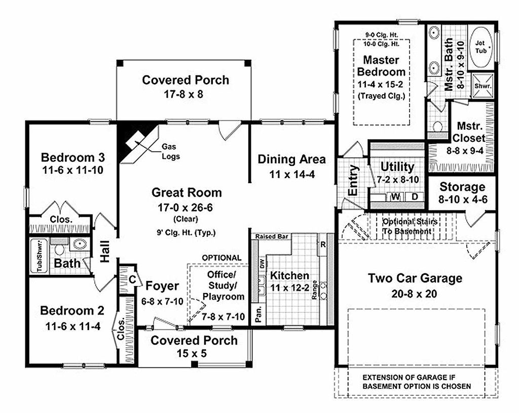 Ranch Style House Plan 3 Beds 2 Baths 1700 Sq/Ft Plan