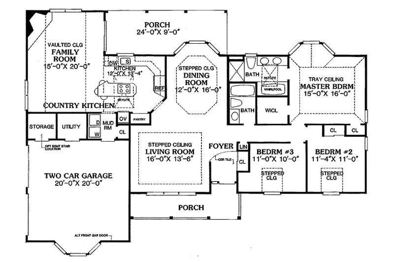 Home Plan - Floor Plan - Main Floor for Country House Plan #314-198 - 3 bed, 2 bath
