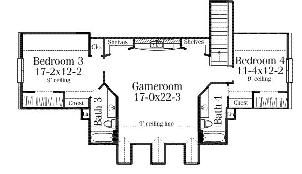 Southern Floor Plan - Upper Floor Plan #406-113