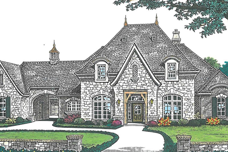 Dream House Plan - Exterior - Front Elevation 3 for European House Plan #310-1256 - 4 bed, 3.5 bath