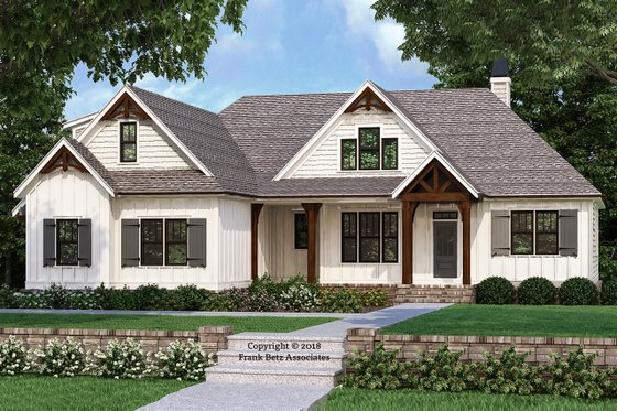 Cool Frank Betz House Plans Farmhouse, One Story Brick House Plans With Wrap Around Porch And Tin Roof