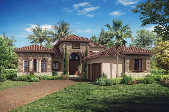 Exterior - Front Elevation 6 for Mediterranean House Plan #930-449 - 3 bed, 3.5 bath