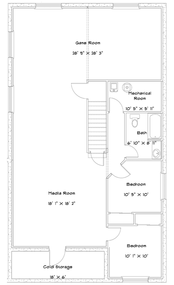 House Design - Ranch Floor Plan - Lower Floor Plan #1060-22