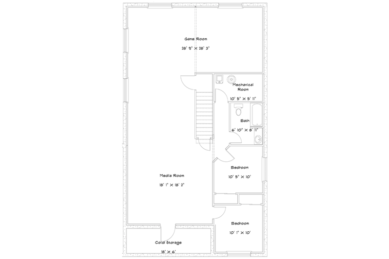 House Design - Floor Plan - Lower Floor for Ranch House Plan #1060-22 - 5 bed, 3 bath