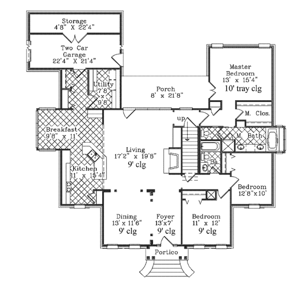 House Design - Colonial Floor Plan - Main Floor Plan #985-18