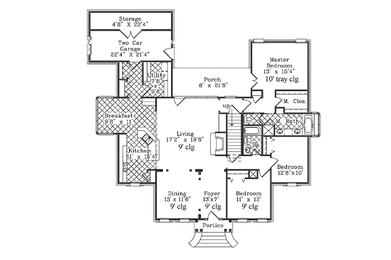 Home Plan - Floor Plan - Main Floor for Colonial House Plan #985-18 - 3 bed, 2 bath