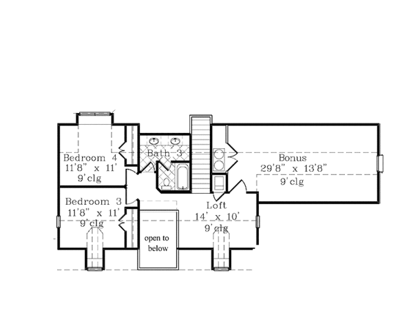 House Blueprint - Country Floor Plan - Upper Floor Plan #985-1