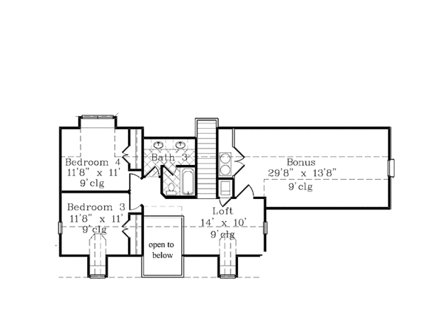Dream House Plan - Country Floor Plan - Upper Floor Plan #985-1