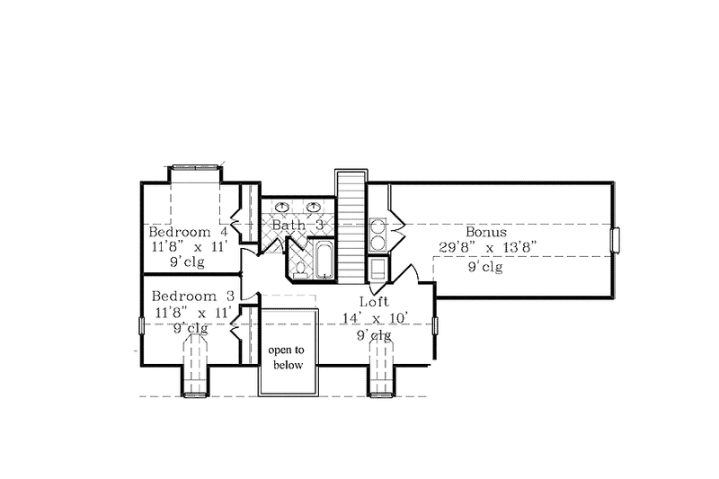 Dream House Plan - Floor Plan - Upper Floor for Country House Plan #985-1 - 4 bed, 3 bath