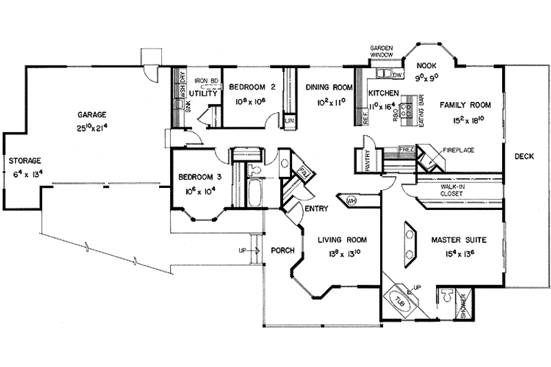 House Blueprint - Floor Plan - Main Floor for Country House Plan #60-836 - 3 bed, 2 bath