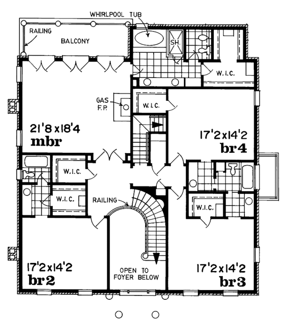 House Design - Traditional Floor Plan - Upper Floor Plan #47-1019