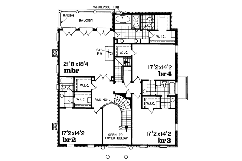 Dream House Plan - Floor Plan - Upper Floor for Traditional House Plan #47-1019 - 4 bed, 3.5 bath