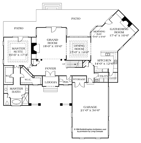 Home Plan - Traditional Floor Plan - Main Floor Plan #453-420