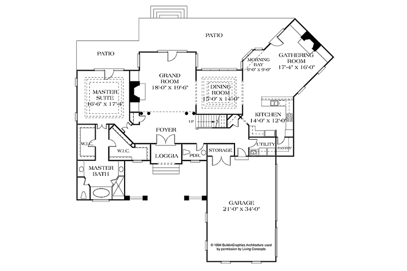 Home Plan - Floor Plan - Main Floor for Traditional House Plan #453-420 - 4 bed, 3.5 bath