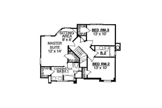 Floor Plan - Upper Floor for Traditional House Plan #40-154 - 3 bed, 2.5 bath